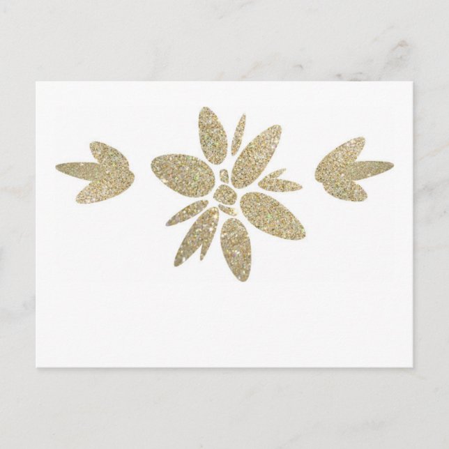 Carte Postale Invitation fleur élégante avec éclat doré (Devant)