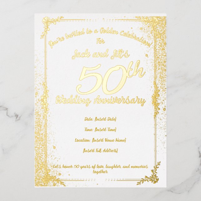 Carte postale Invitation Foil 50th Anniversary (Recto)