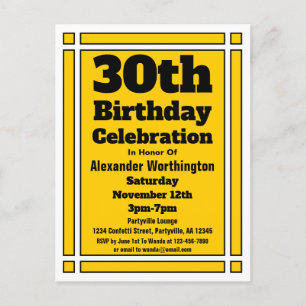 Carte postale Invitation Gold Geometry 30th Birthd