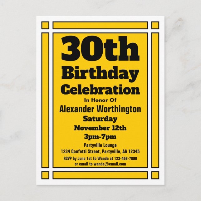 Carte postale Invitation Gold Geometry 30th Birthd (Devant)
