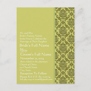 Carte postale Invitation Golden Lime Mariage damas