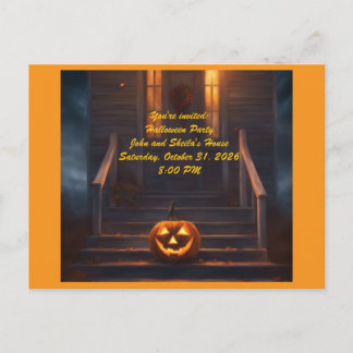 Carte Postale Invitation Halloween Citrouille
