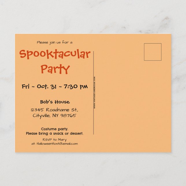 Carte postale Invitation Halloween Ghosts and Gobl (Dos)