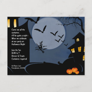 Carte Postale Invitation Haunch Houses and Witch Halloween