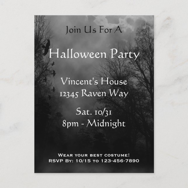 Carte postale Invitation Haunted Sky Halloween (Devant)