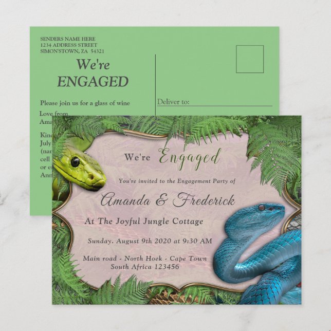 Carte postale Invitation Joyeuse Jungle Africaine (Devant / Derrière)