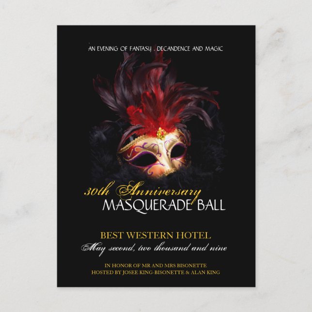 Carte Postale Invitation Masquerade Ball (Devant)