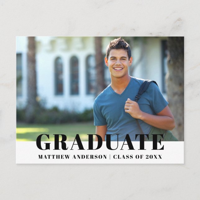 Carte Postale Invitation Modern Bold Photo Graduation Party (Devant)