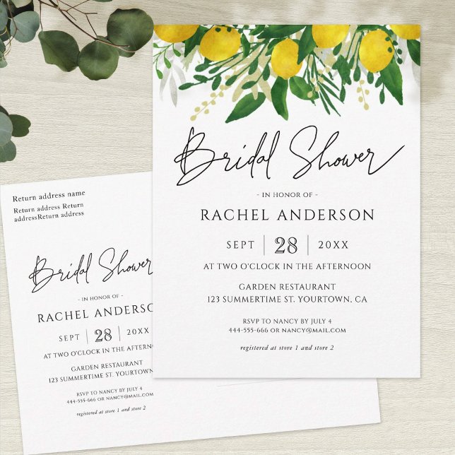 Carte postale Invitation nuptiale citron frais (Créateur téléchargé)