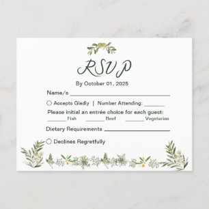 Carte postale Invitation Olive Green RSVP
