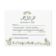 Carte postale Invitation Olive Green RSVP