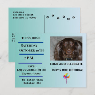 Carte Postale Invitation photo avec empreinte de patte en ligne