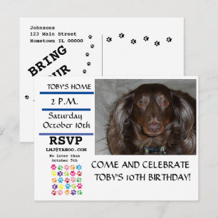 Carte Postale Invitation photo avec empreinte de patte en ligne