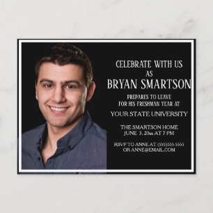 Carte Postale Invitation photo de fête de coffre universitaire n