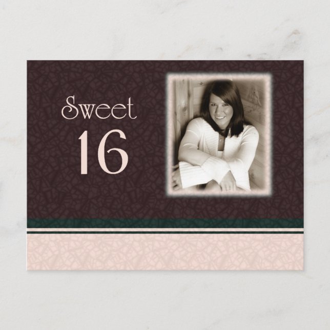 Carte Postale Invitation photo pour 16 ans douce (Devant)