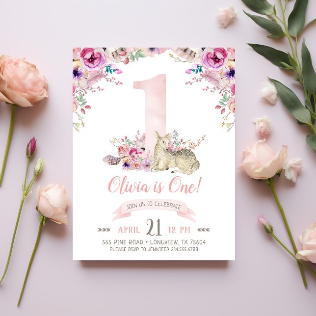 Carte Postale Invitation photo pour le premier anniversaire de L (Créateur téléchargé)