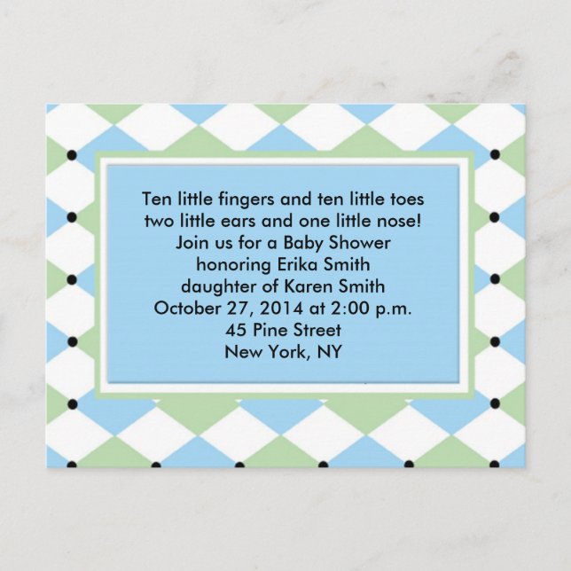 Carte Postale Invitation Plaid Diamond Bleu (Devant)