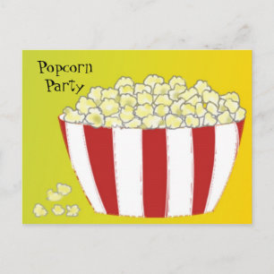 Carte Postale Invitation Popcorn Party