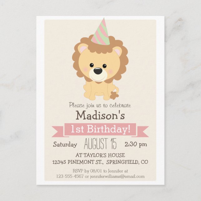 Carte Postale Invitation pour la fête d'anniversaire de la petit (Devant)