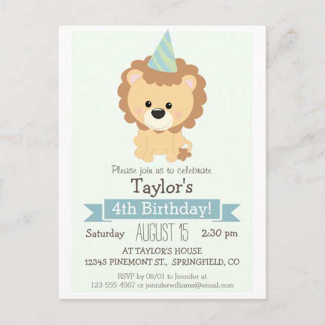 Carte Postale Invitation pour la fête d'anniversaire du bébé Lio (Devant)