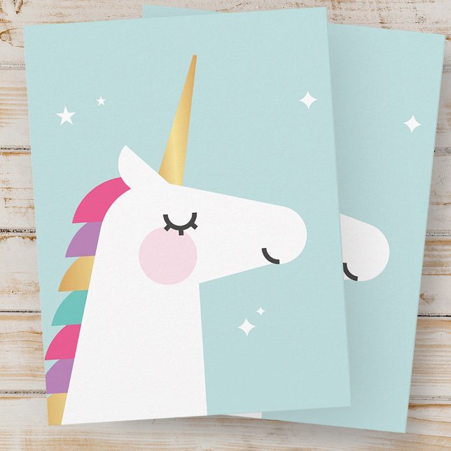 Carte Postale Invitation pour une fête d'anniversaire licorne ar (Créateur téléchargé)