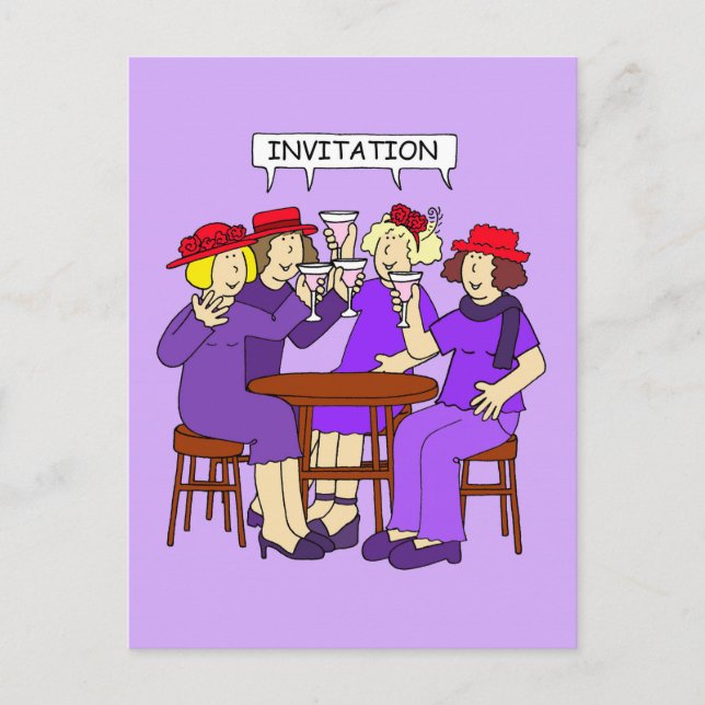 Carte Postale Invitation Red Casquette Ladies (Devant)