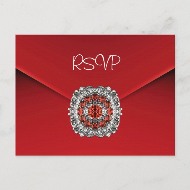 Carte postale Invitation RSVP Bijou diamant rouge (Devant)