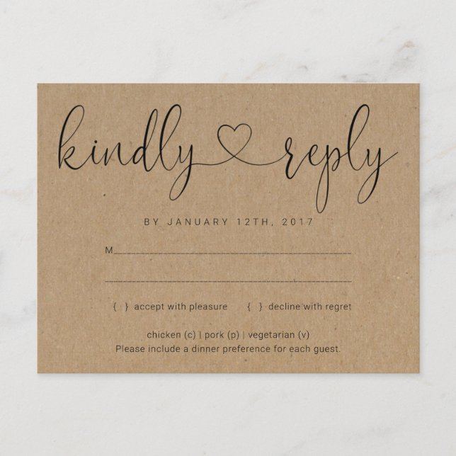 Carte postale Invitation RSVP - Connexion Coeur (Devant)