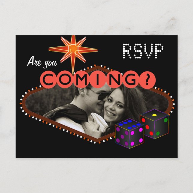 Carte Postale Invitation RSVP de réception de mariage à Las Vega (Devant)