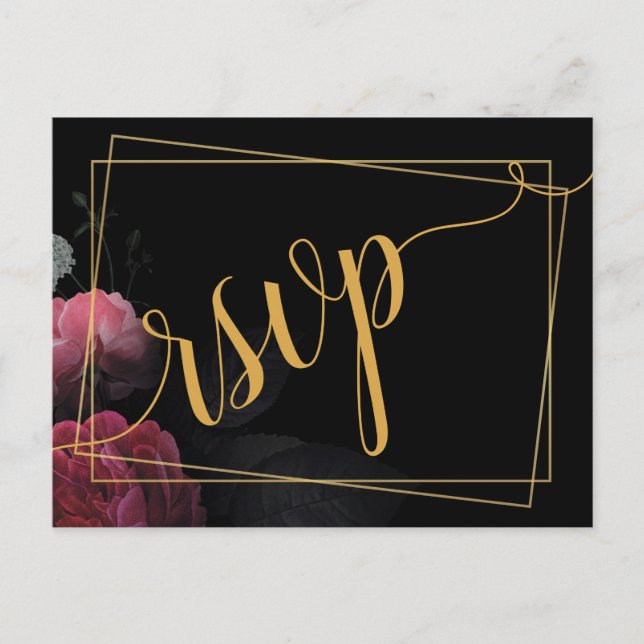 Carte postale Invitation RSVP Floral Rustique Bour (Devant)