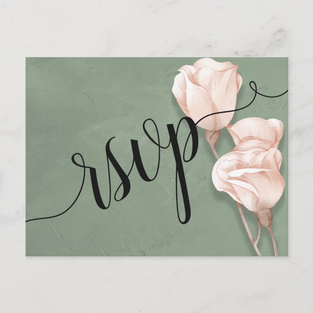 Carte postale Invitation RSVP vert tendance (Devant)