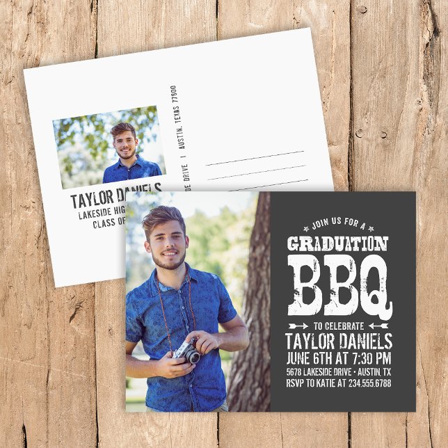 Carte Postale Invitation Rustique BBQ Graduation Party (Créateur téléchargé)