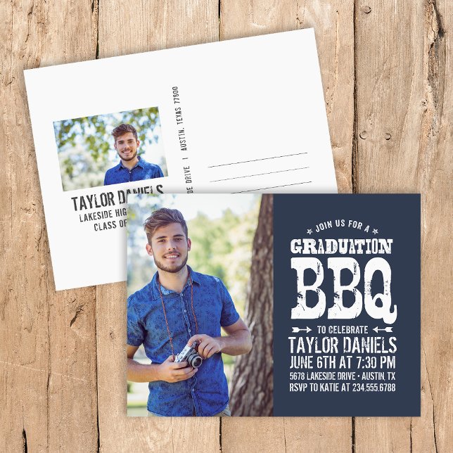 Carte Postale Invitation Rustique BBQ Graduation Party (Créateur téléchargé)