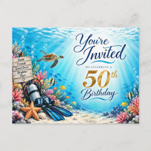 Carte Postale Invitation sous-marine pour les 50 ans de plongée