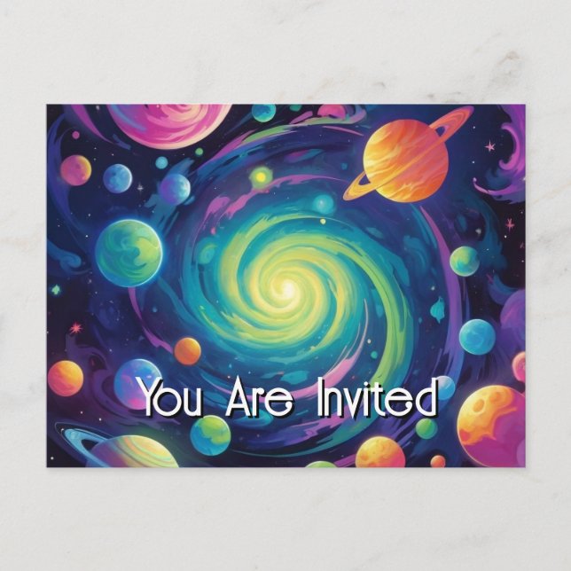 Carte postale Invitation Spin Planétaire (Devant)