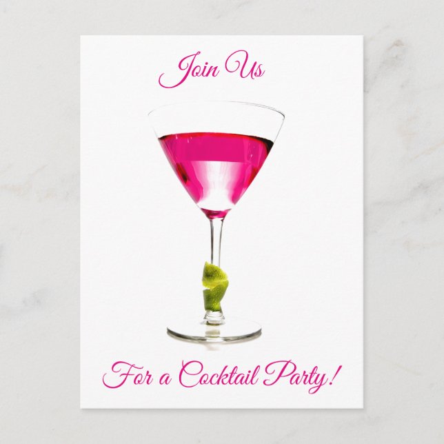Carte Postale Invitation Summer Pink Cocktail Party (Devant)