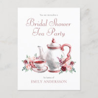 Carte postale Invitation thé Fête des mariées flor