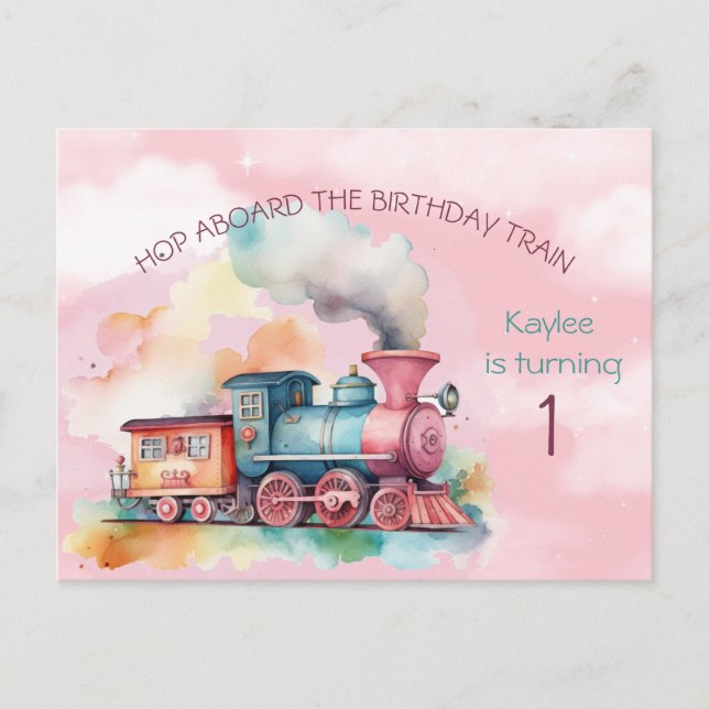 Carte postale Invitation train d'anniversaire (Devant)