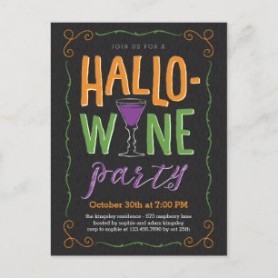 Carte postale Invitation Vin Halloween