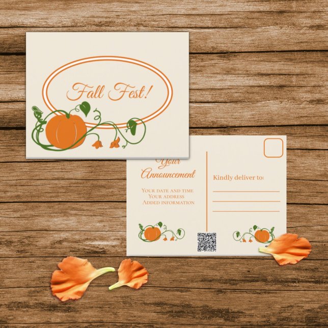 Carte postale Invitation Vines citrouilles (Créateur téléchargé)