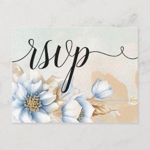 Carte postale Invitation vintage Blue floral RSVP