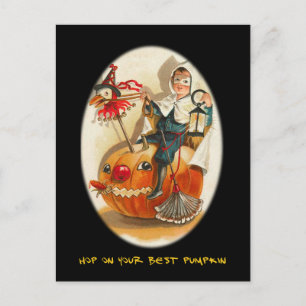 Carte Postale Invitation vintage De La Fête D'Halloween Avec Un 