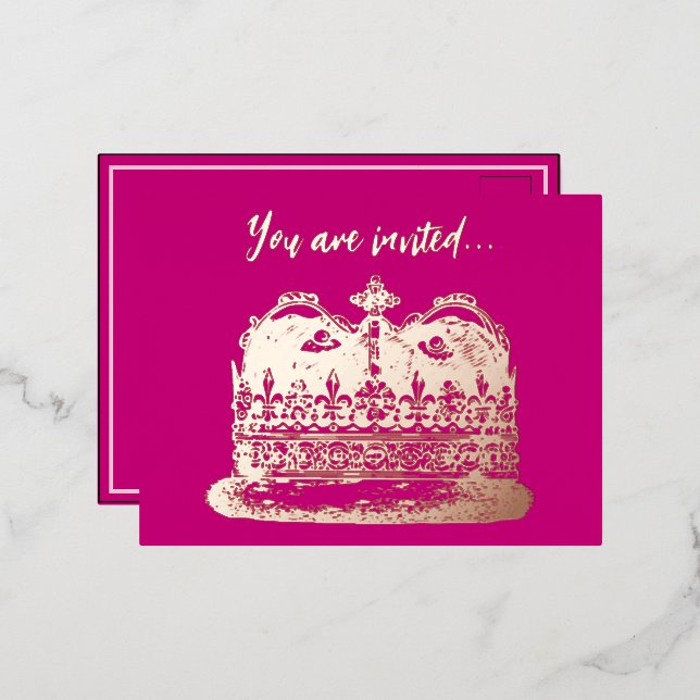Carte postale Invitation vintage Gold Crown Frame (Recto/Verso)