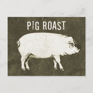 Carte Postale Invitation vintage Pig Roast Postcard V