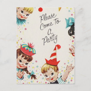 Carte Postale Invitation vintage, Venez À Une Fête