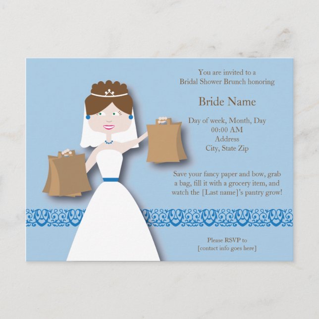 Carte Postale Invitation Wedding shower de l'alimentation (Devant)