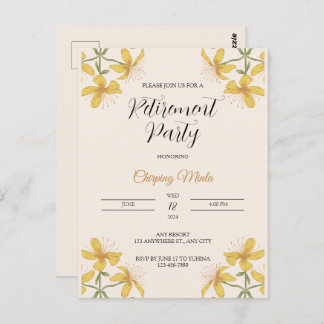Carte postale Invitative Retraite florale Bronze