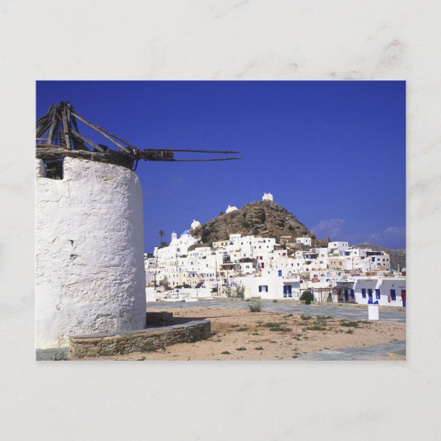 Carte Postale Ios, Grèce. Beau et croustillant, blanc et (Devant)