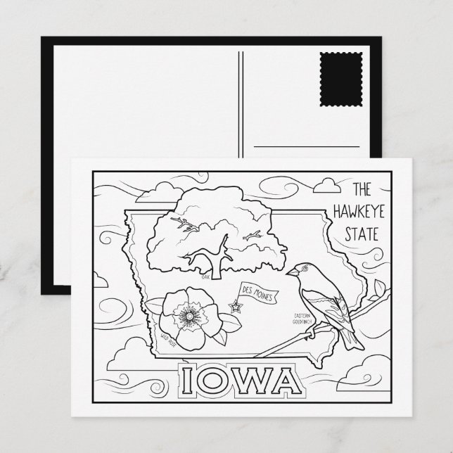 Carte Postale iowa colorie mon collage (Devant / Derrière)