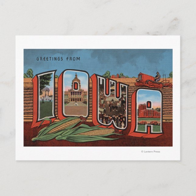 Carte Postale Iowa (Cornfields & Corn) - Scènes de grandes lettr (Devant)